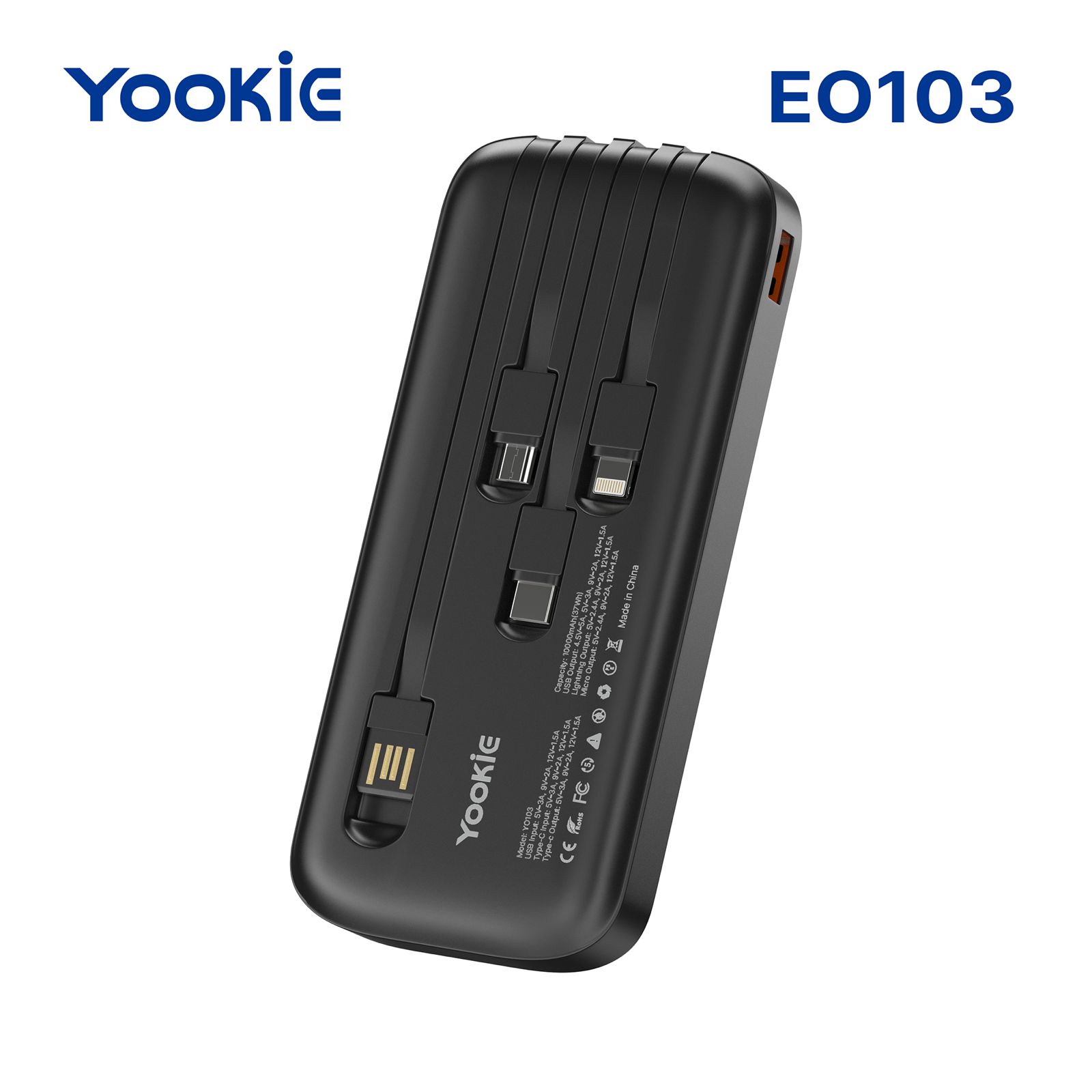 POWER BANK CON CABLE 10.000 MAH CARGA RAPIDA