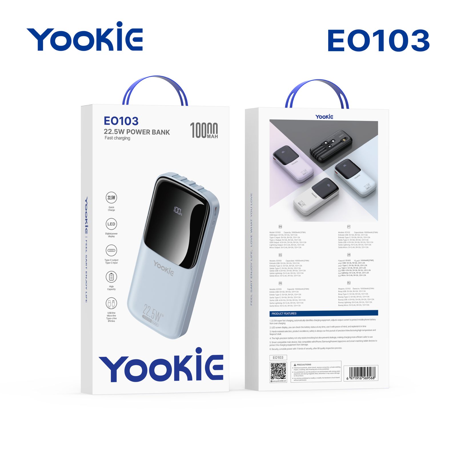 POWER BANK CON CABLE 10.000 MAH CARGA RAPIDA