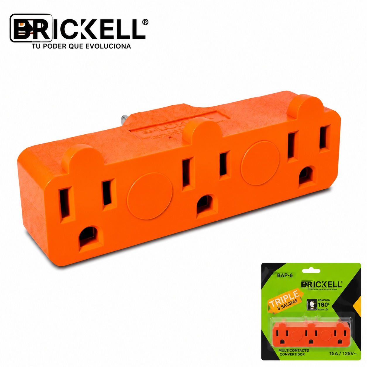 CONECTOR MULTIPLE DE 3 CON POLO A TIERRA (3 PATAS) FINO