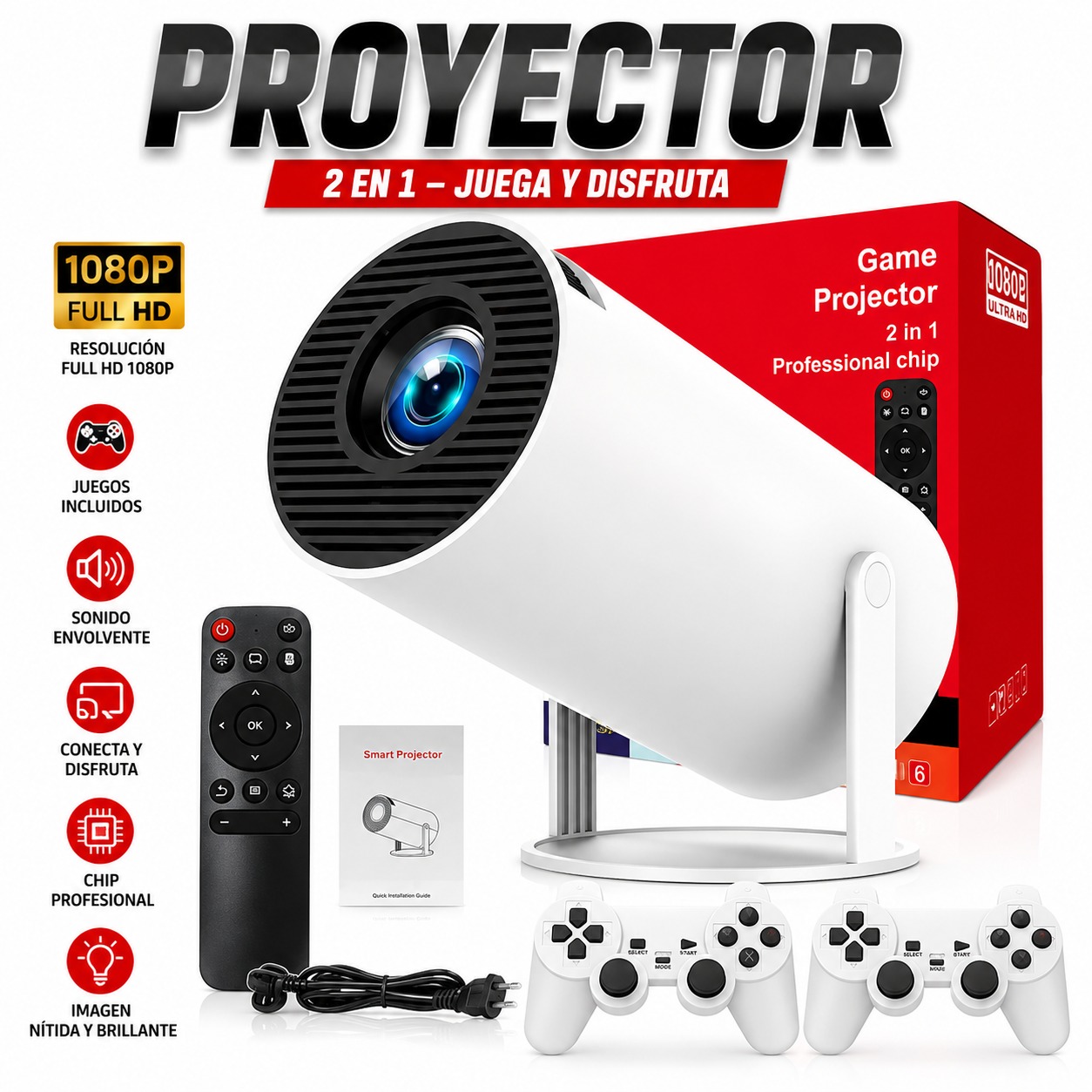 PROYECTOR CON JUEGOS Y CONTROLES H300 MAX