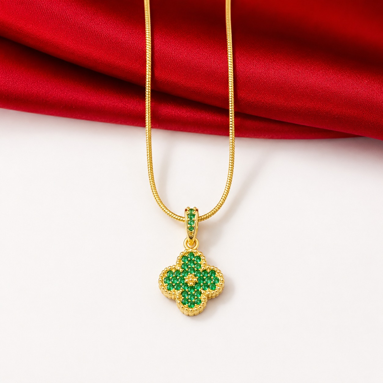 DUOL RODIO VAN CLEF CIRCON VERDE PUNTOS DORADO