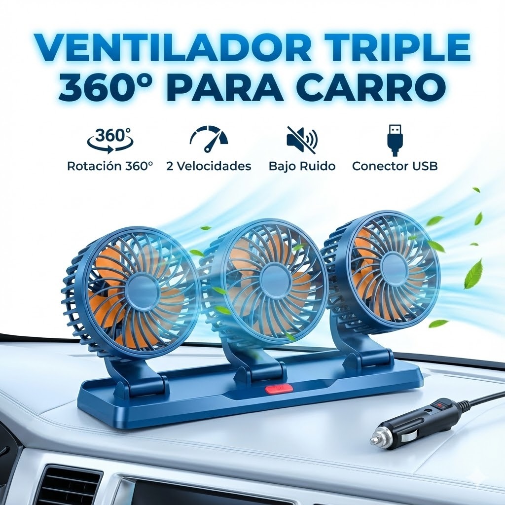 VENTILADOR TRIPLE PARA CARRO